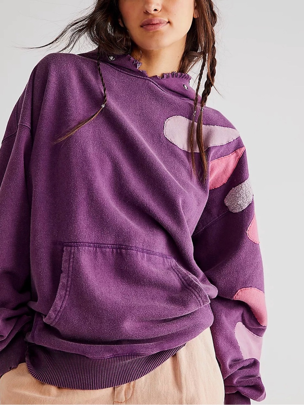 PREOWNED WE THE FREE FREE PEOPLE It’s A Vibe Purple Hoodie Size SMALL - Picture 6 of 6